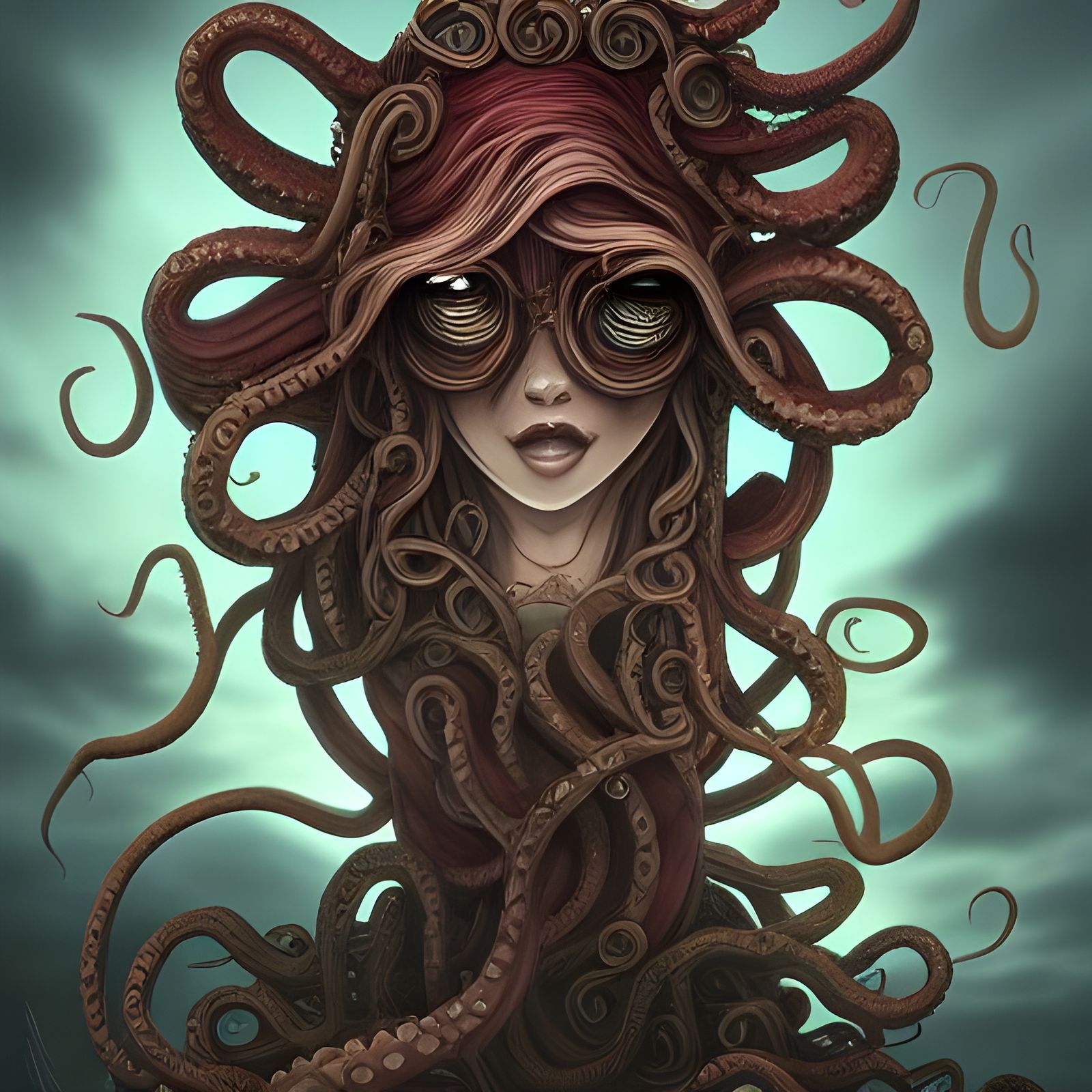 Detailed Tentacle Goddess in Manga Anime Style