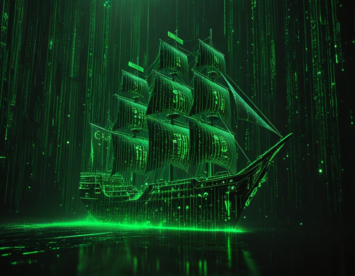 Code Matrix Sailing Ship on Deep Blue Sea