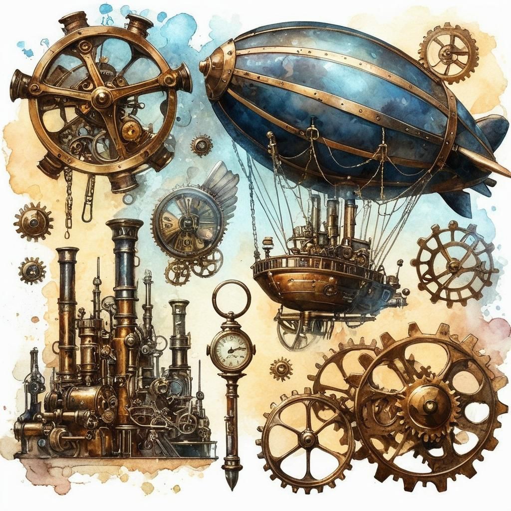 Steampunk Inventor Amidst Clockwork Machinery