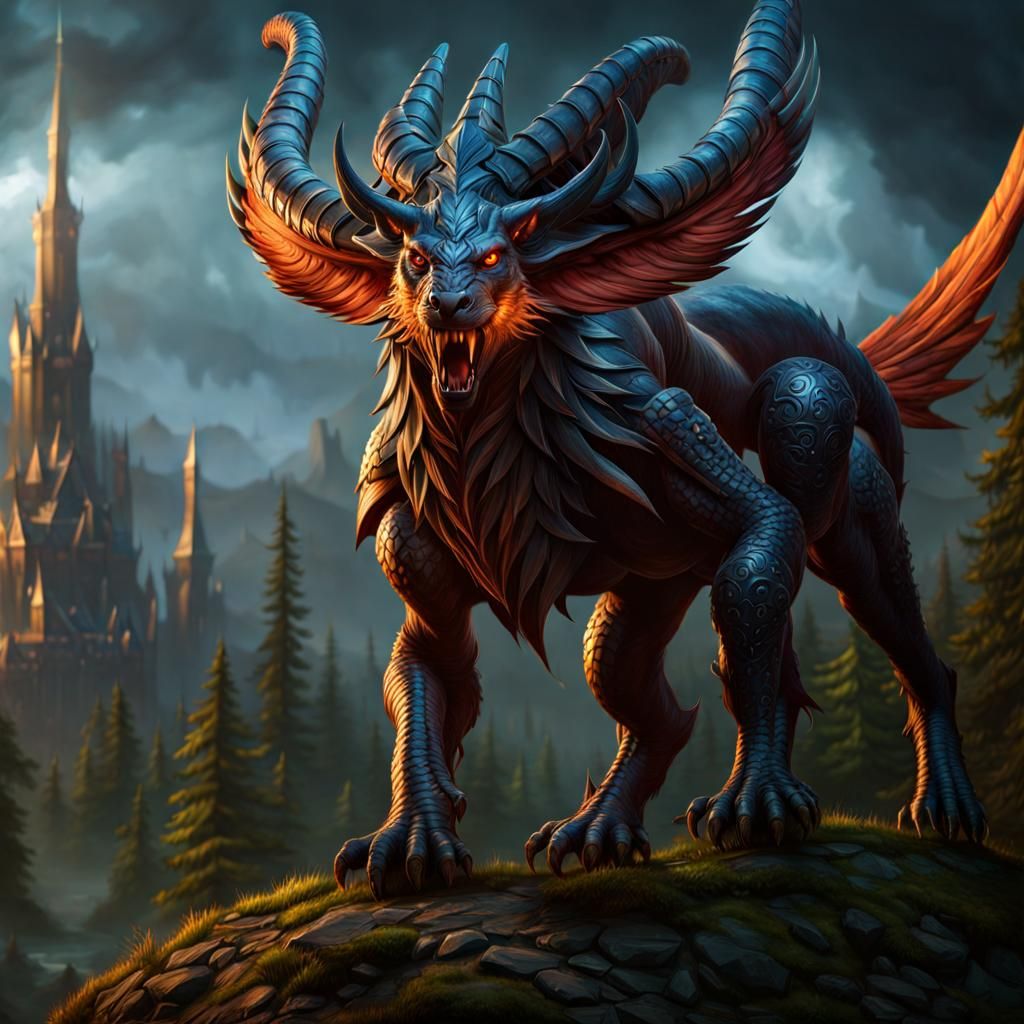 Dark Fantasy Creatures in a Detailed Digital Painting
