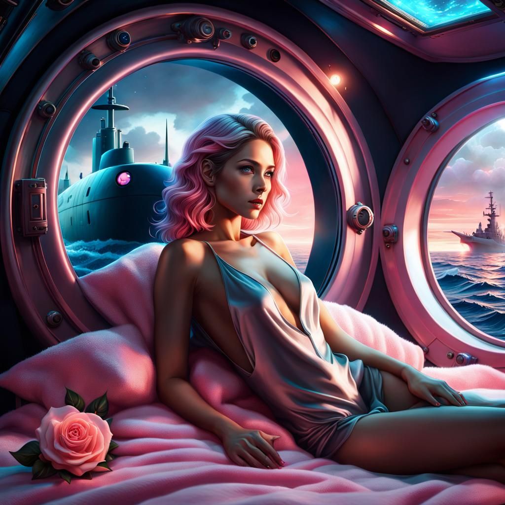 Submarine Beauty: Sci-Fi Fantasy Digital Painting