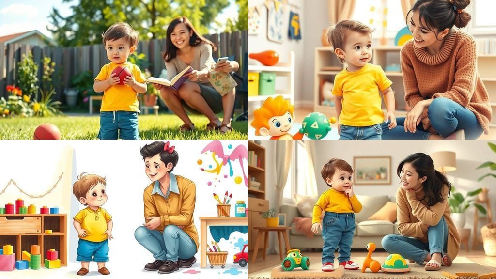 Child Choosing Between Activities with Encouraging Parent