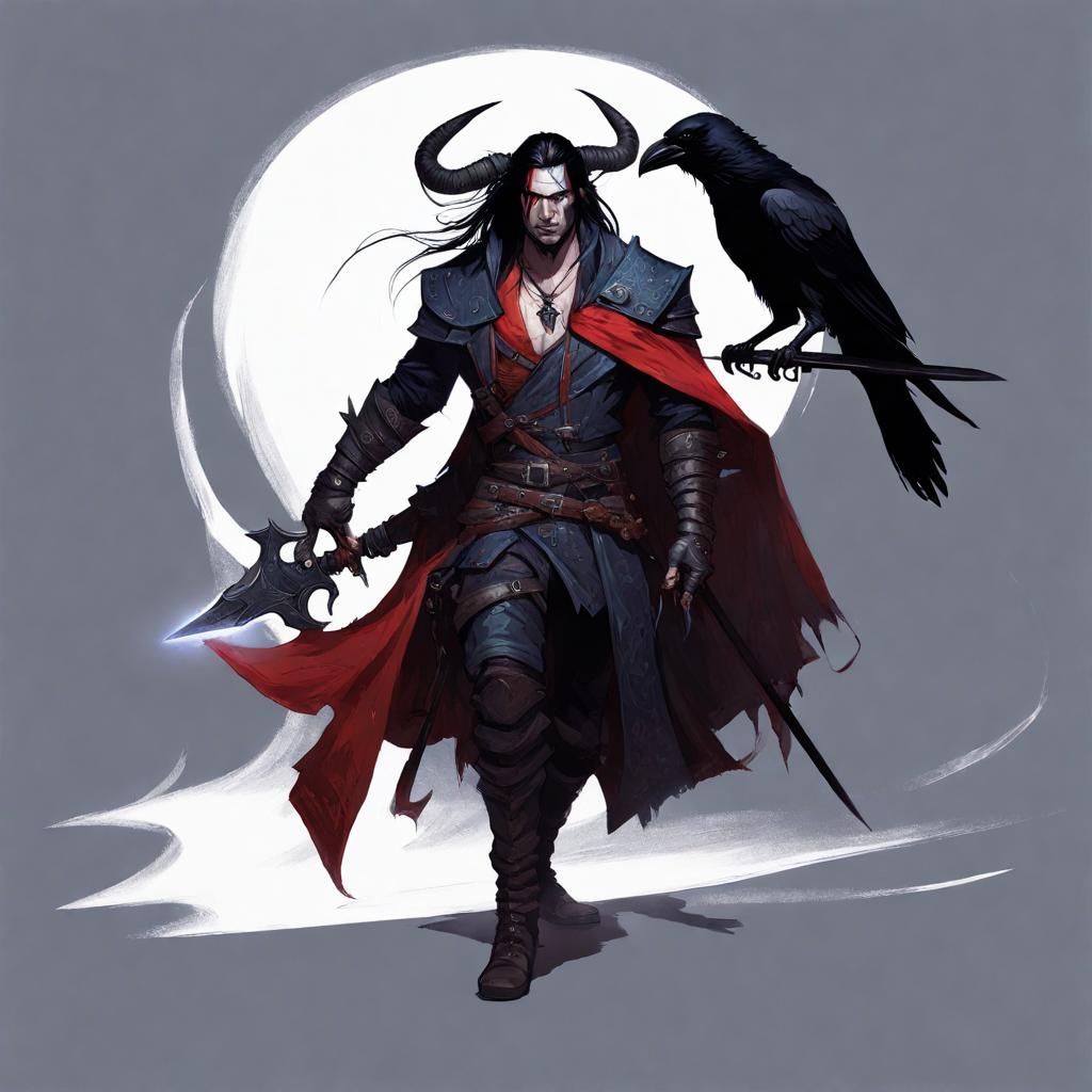 Tiefling Witcher-like Bounty Hunter with Runic Glaive