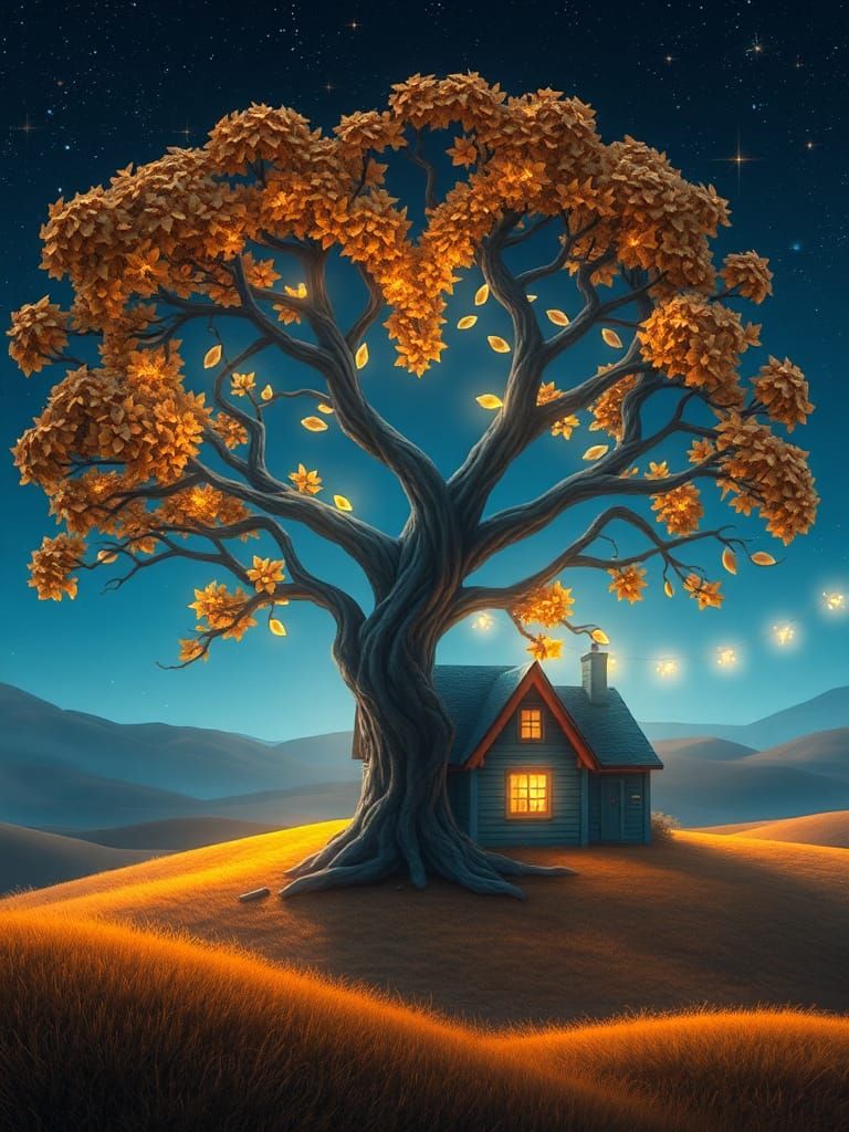 Heart Tree Cottage: A Whimsical Fantasy Landscape