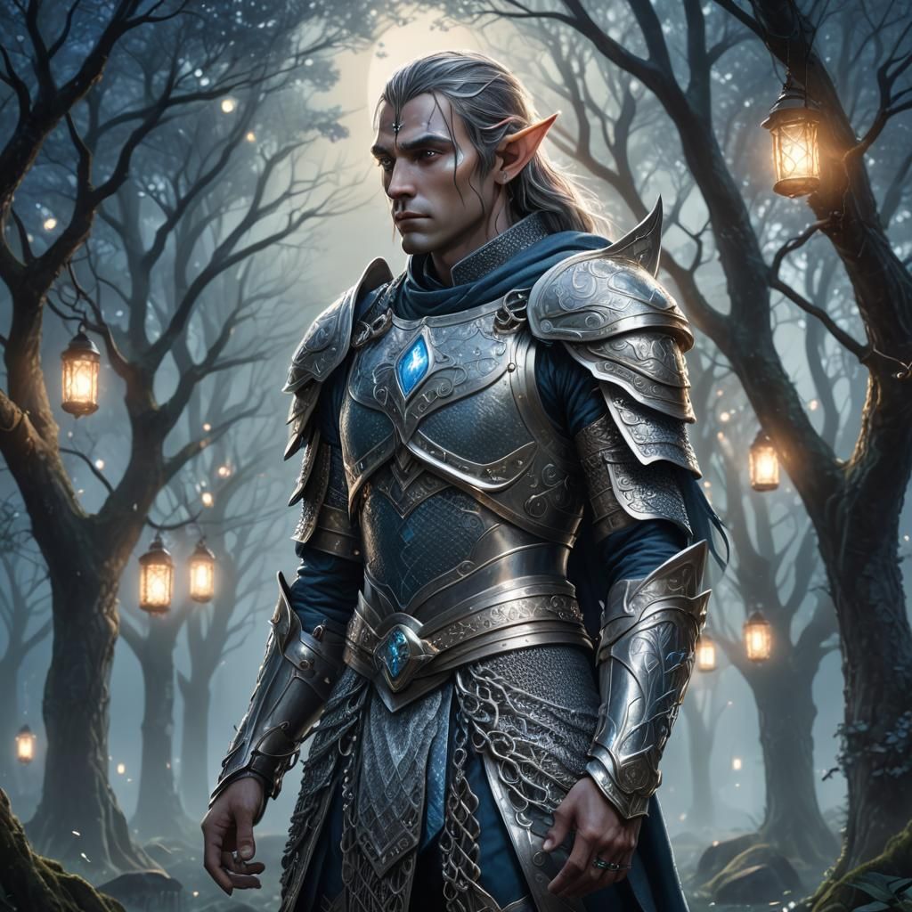 Elf Warrior in Shimmering Chain Mail Armor