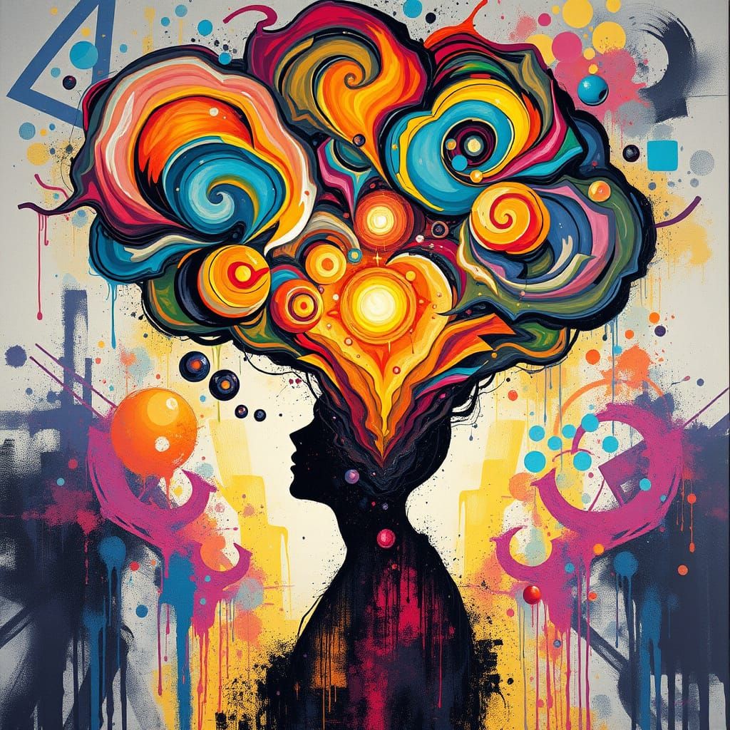Abstract Thought Bubbles with Graffiti Art Style