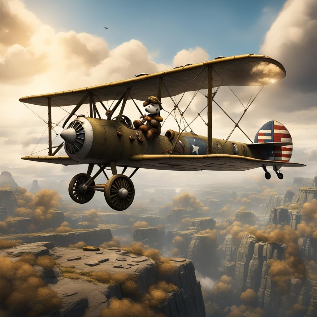 Snoopy as WW1 Flying Ace: Detailed Matte Painting