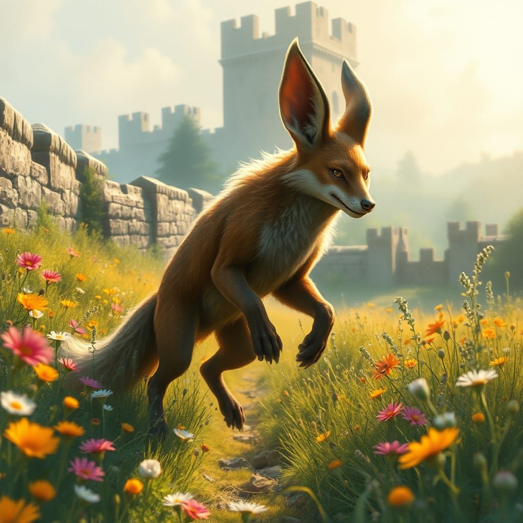 Fox in English Countryside, Watercolour Fantasy