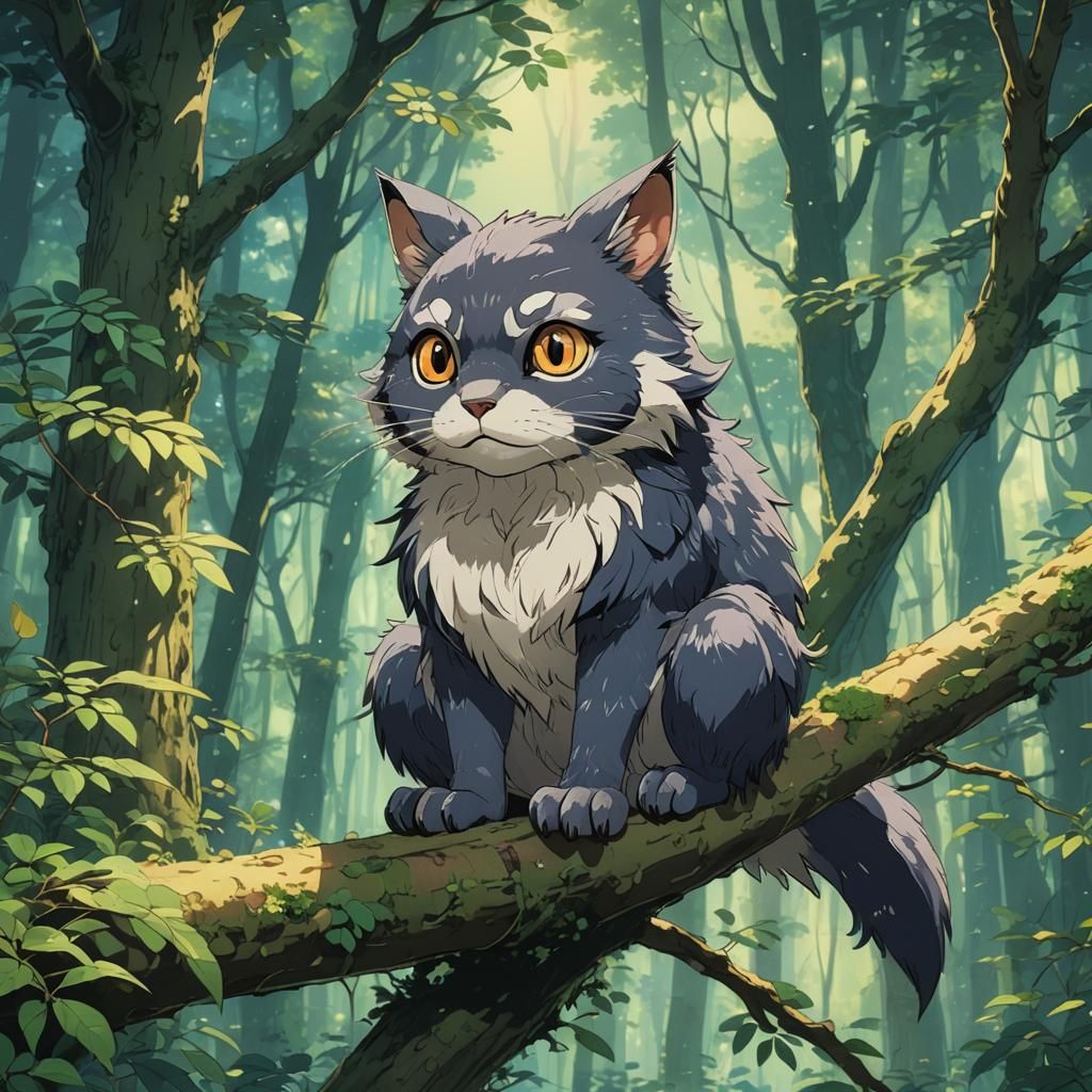Enchanting Forest Creature in Anime Style