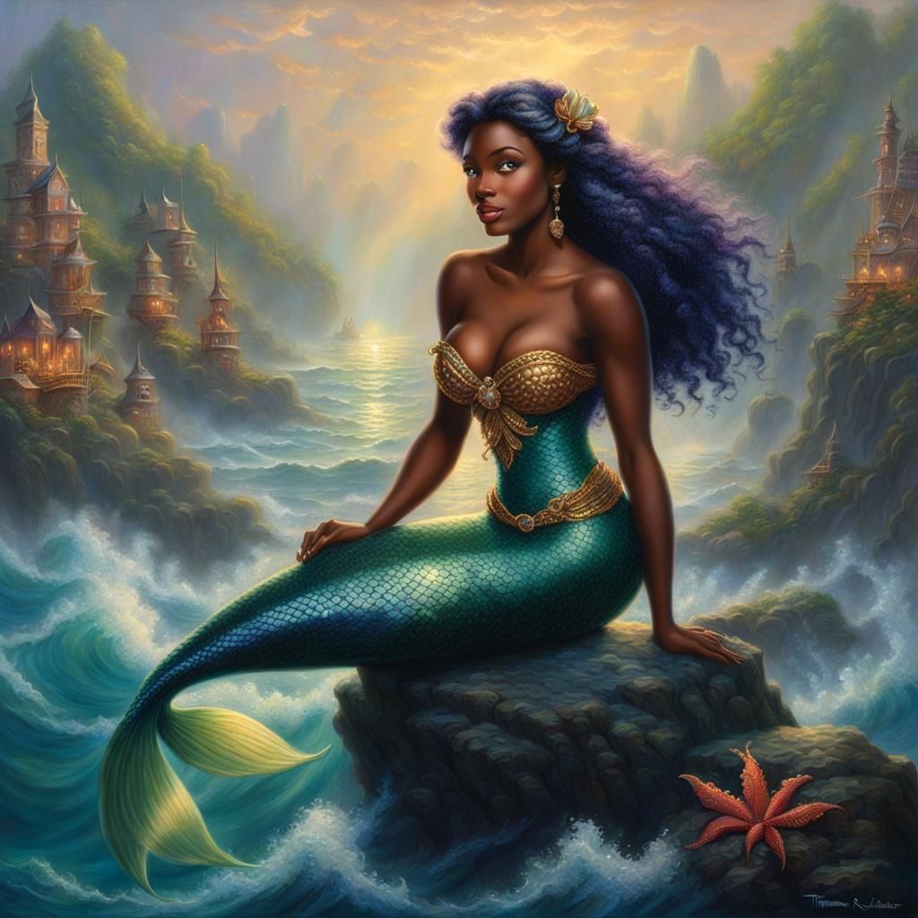 African Mermaid in Fantasy Art Style