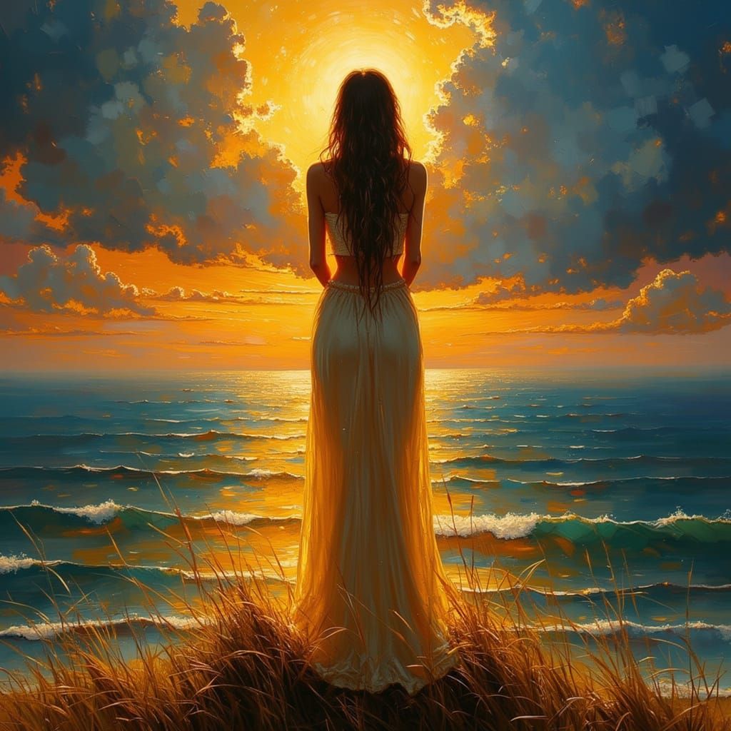 Goddess of Motherhood in Oil Painting Style