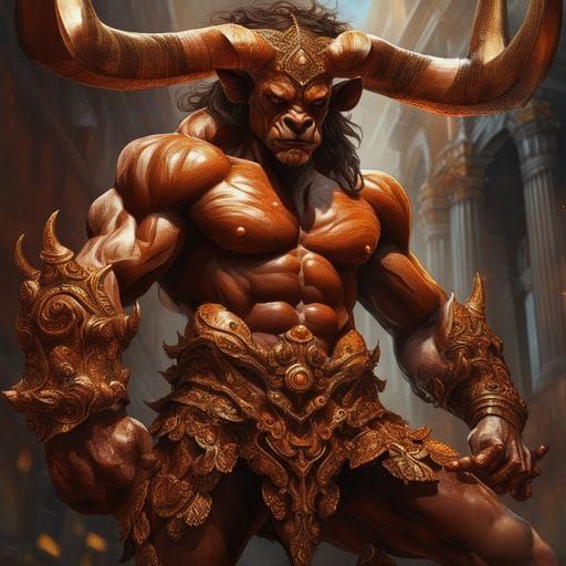 Ornate Minotaur Portrait in Hyperdetailed Fantasy Style