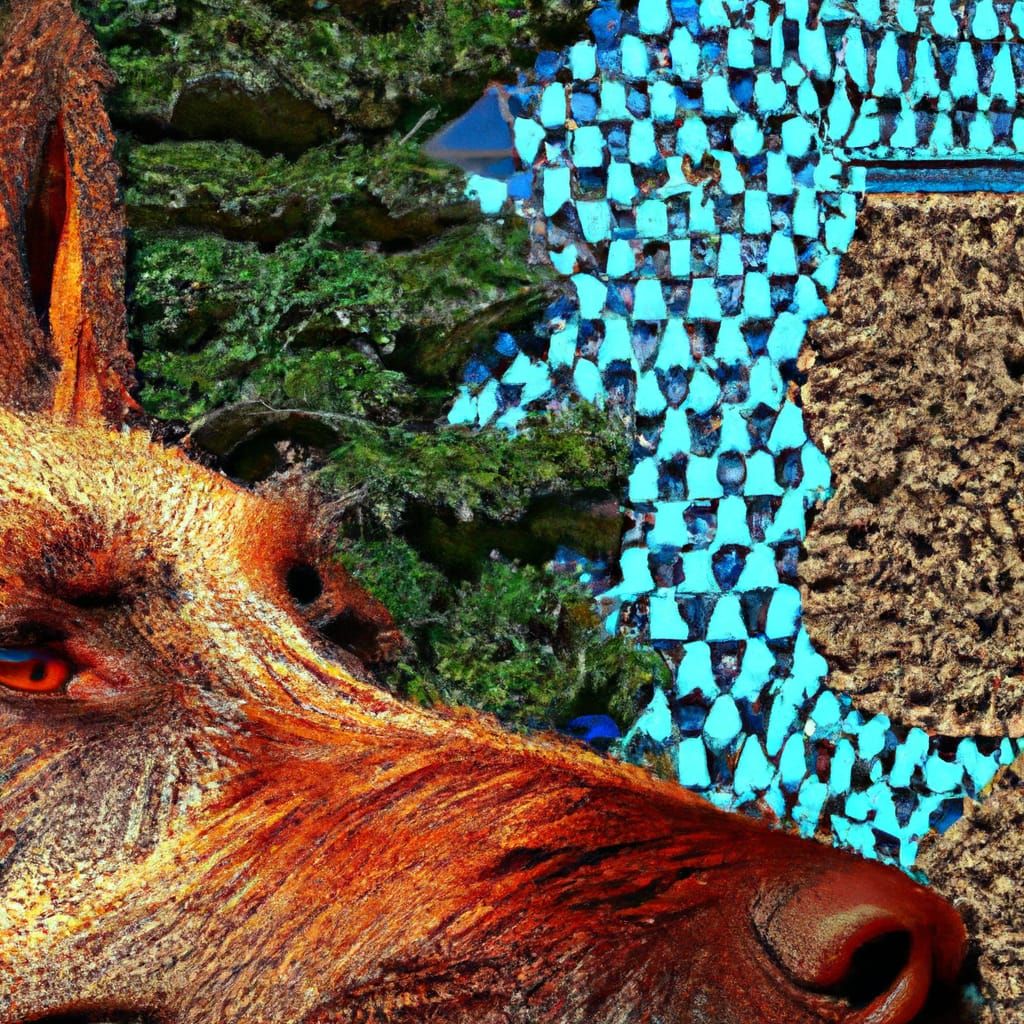 Crocheted Malinois Portrait in Abstract Style