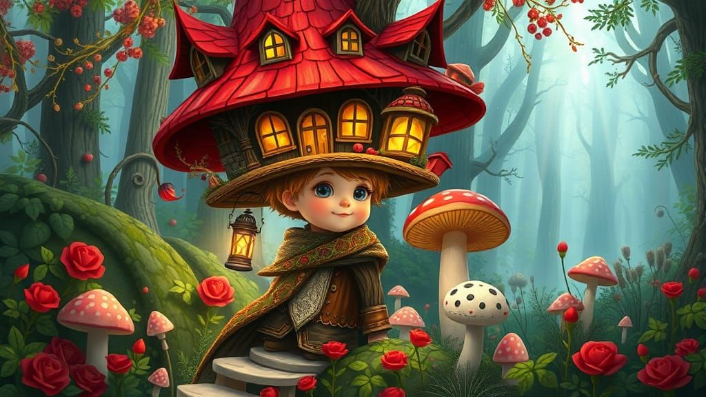 Whimsical Child in Enchanted Forest Wonderland