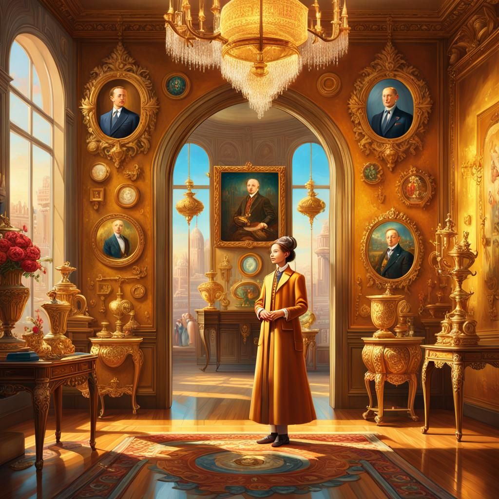 Luxurious Oil Painting of a Wealthy Person