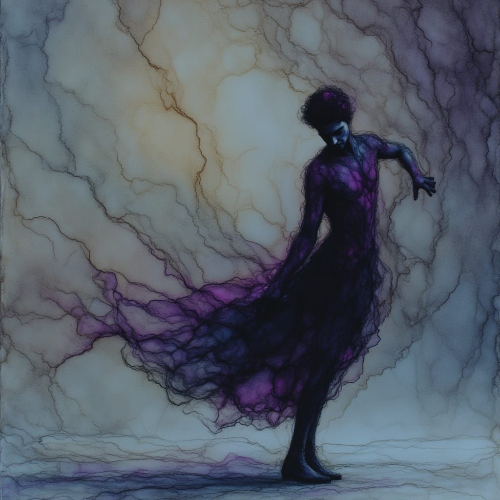 Masculine Dancer in Fluid Motion, Surreal Digital Art