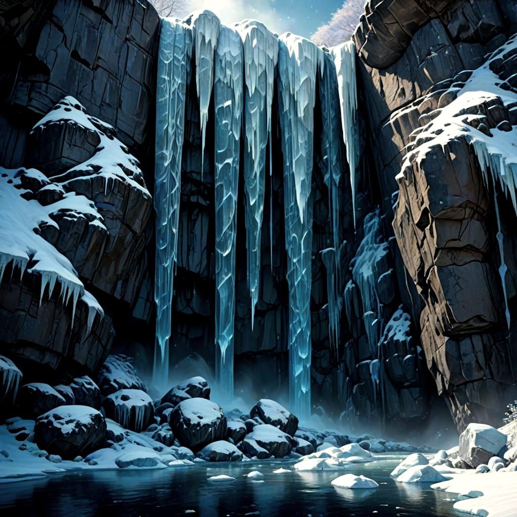 Frozen Waterfall Landscape