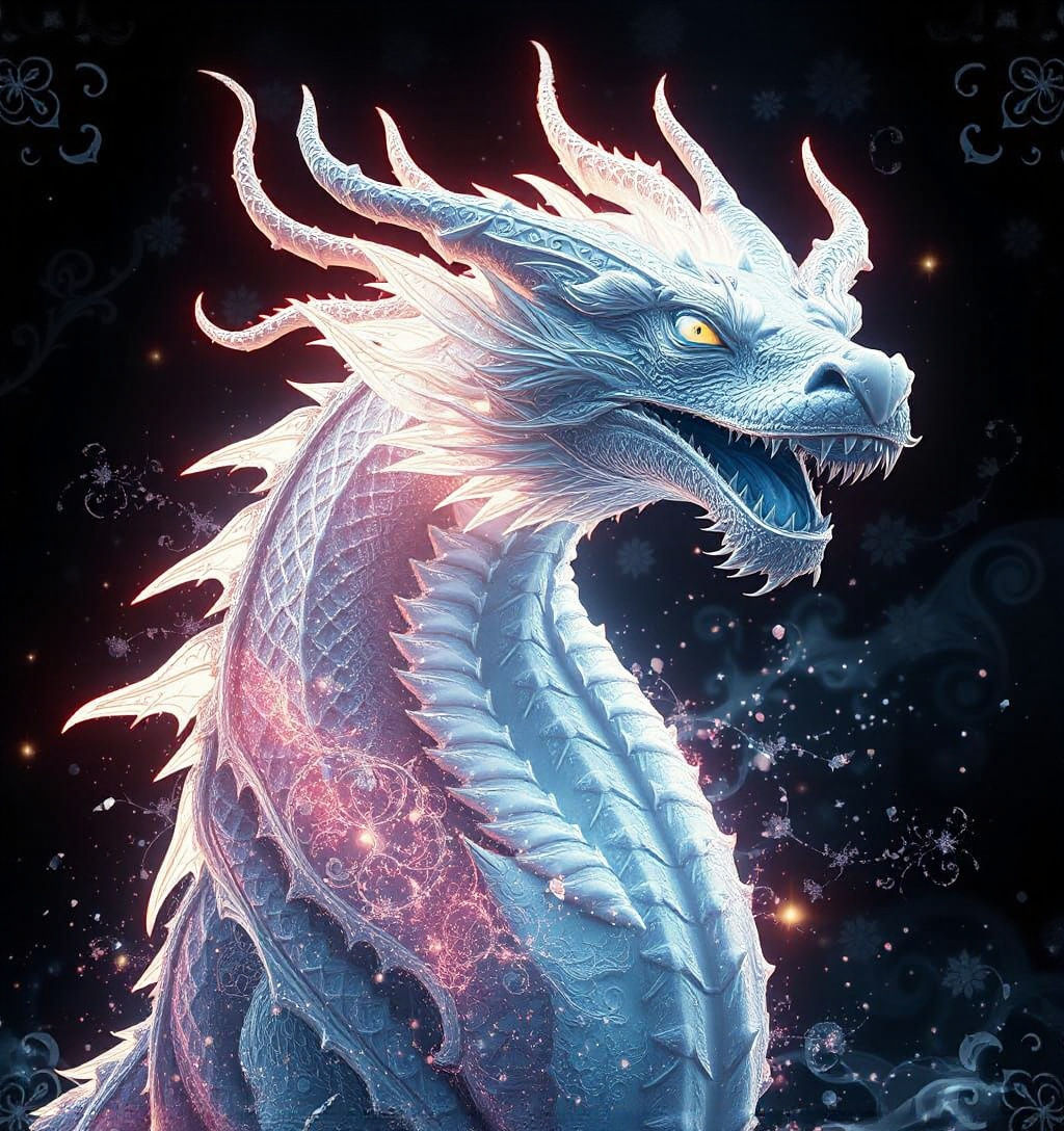 Ethereal Bioluminescent Dragon Portrait in 8K