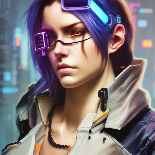Cyberpunk Hacker Portrait in Hyperdetailed Style