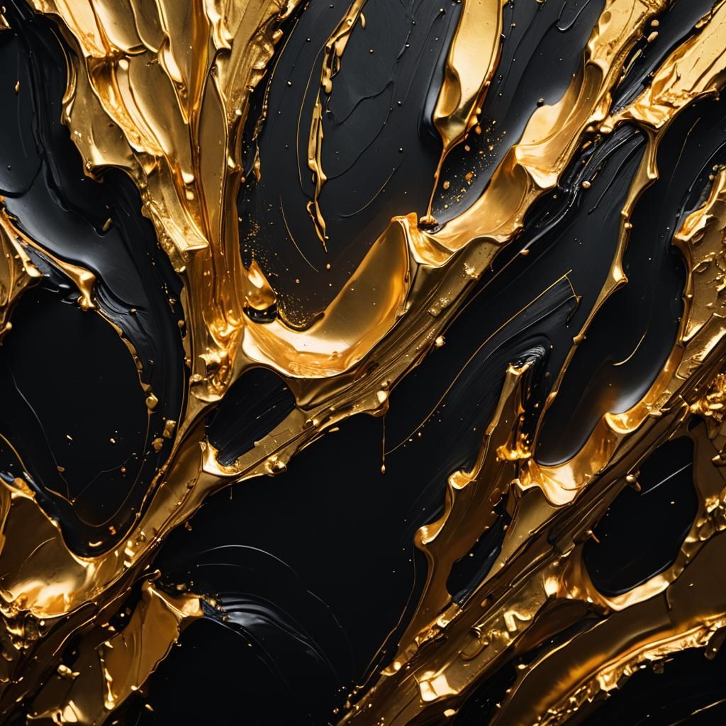 Luxurious Gold Abstract Expressionism Macro Photograph