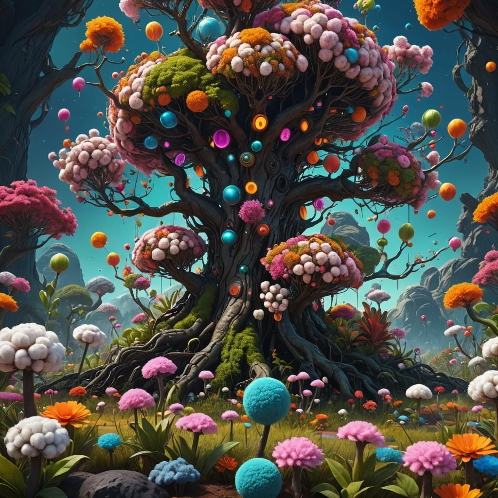 Vibrant Alien Planet with Neon Flora in 8K