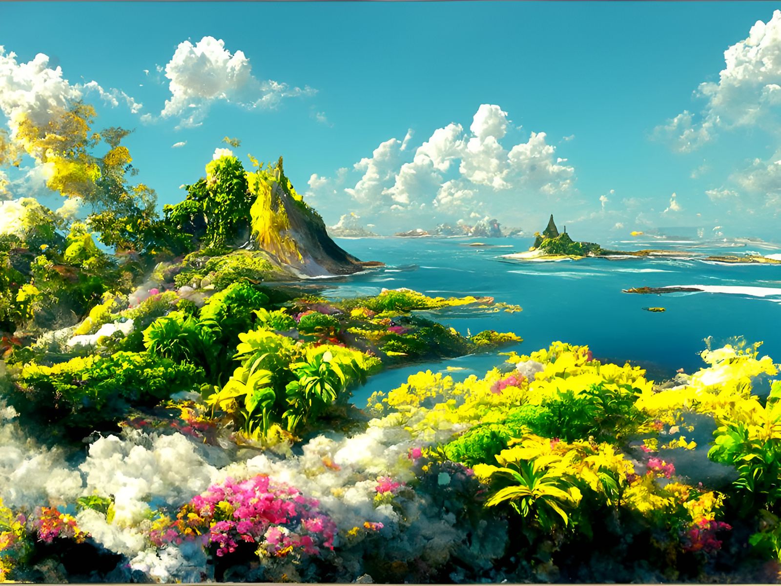 Hyperdetailed Island Landscape as Digital Painting