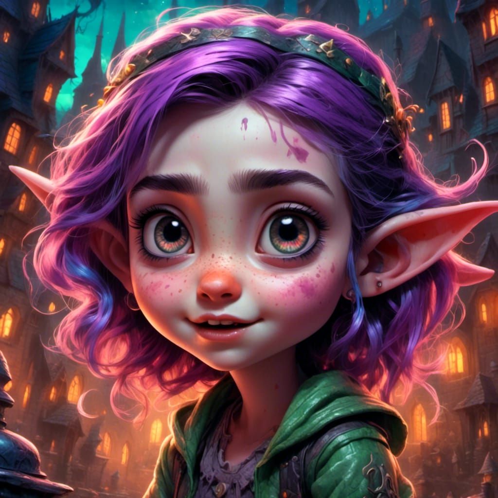 Cute Goth Elf Exercises in Horror Setting