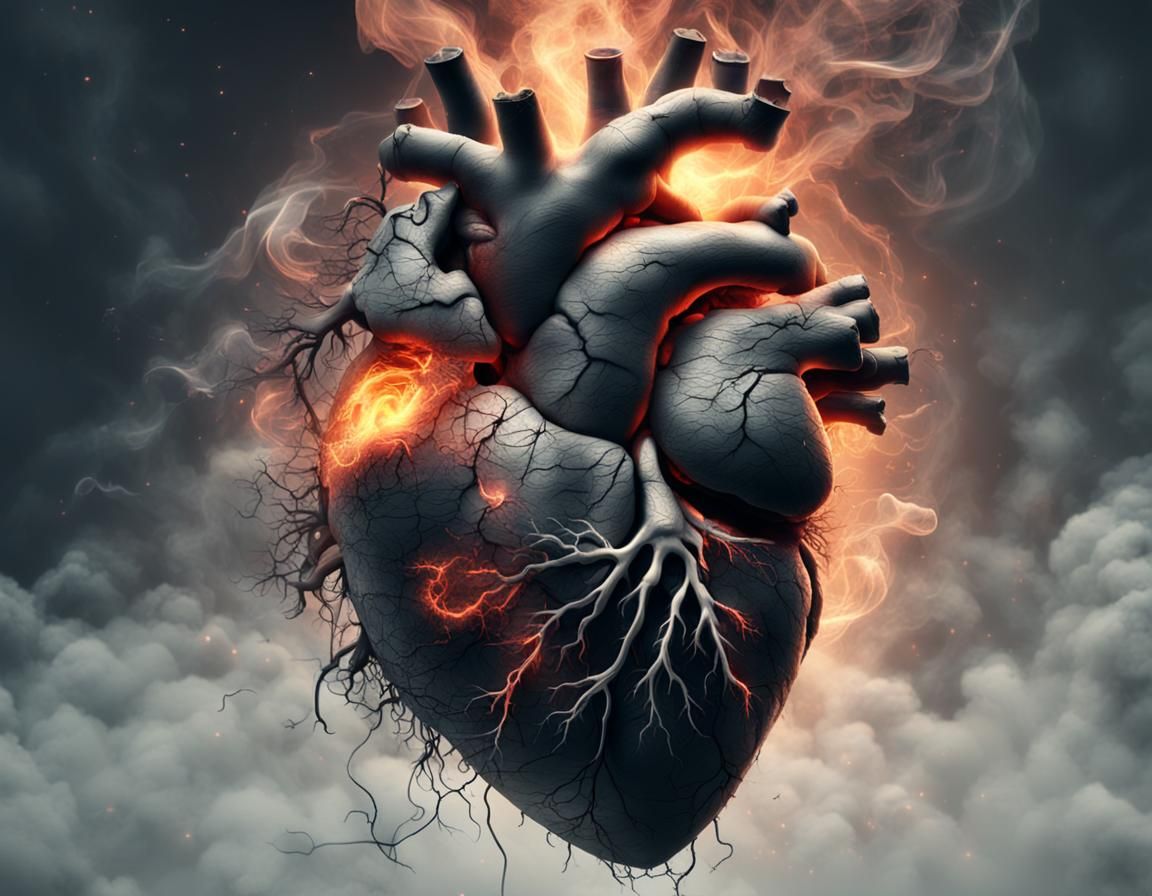 Heart Dissolving into Smoke and Sparks