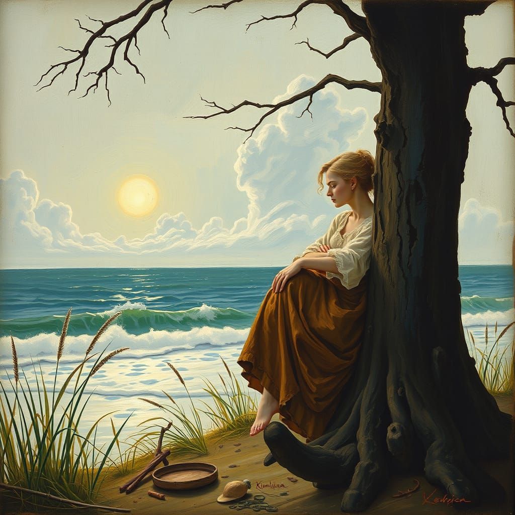 Melancholy Portrait Inspired by Serebriakova and Serov