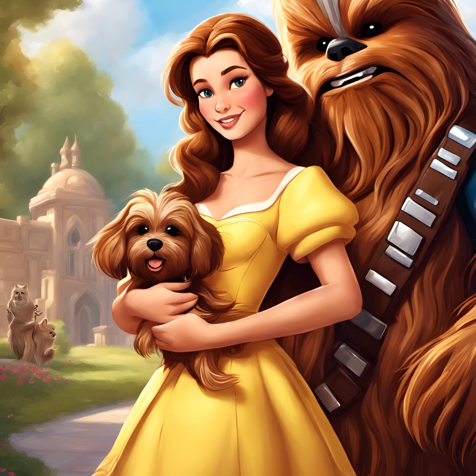 Princess Belle and Chewbacca Portrait in 8k