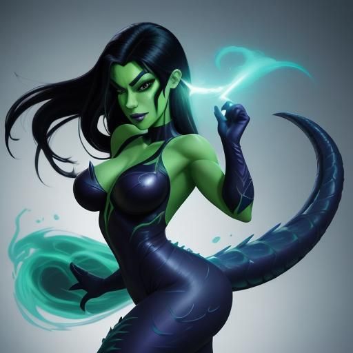 Shego as Dragoness: Hyperrealistic Concept Art