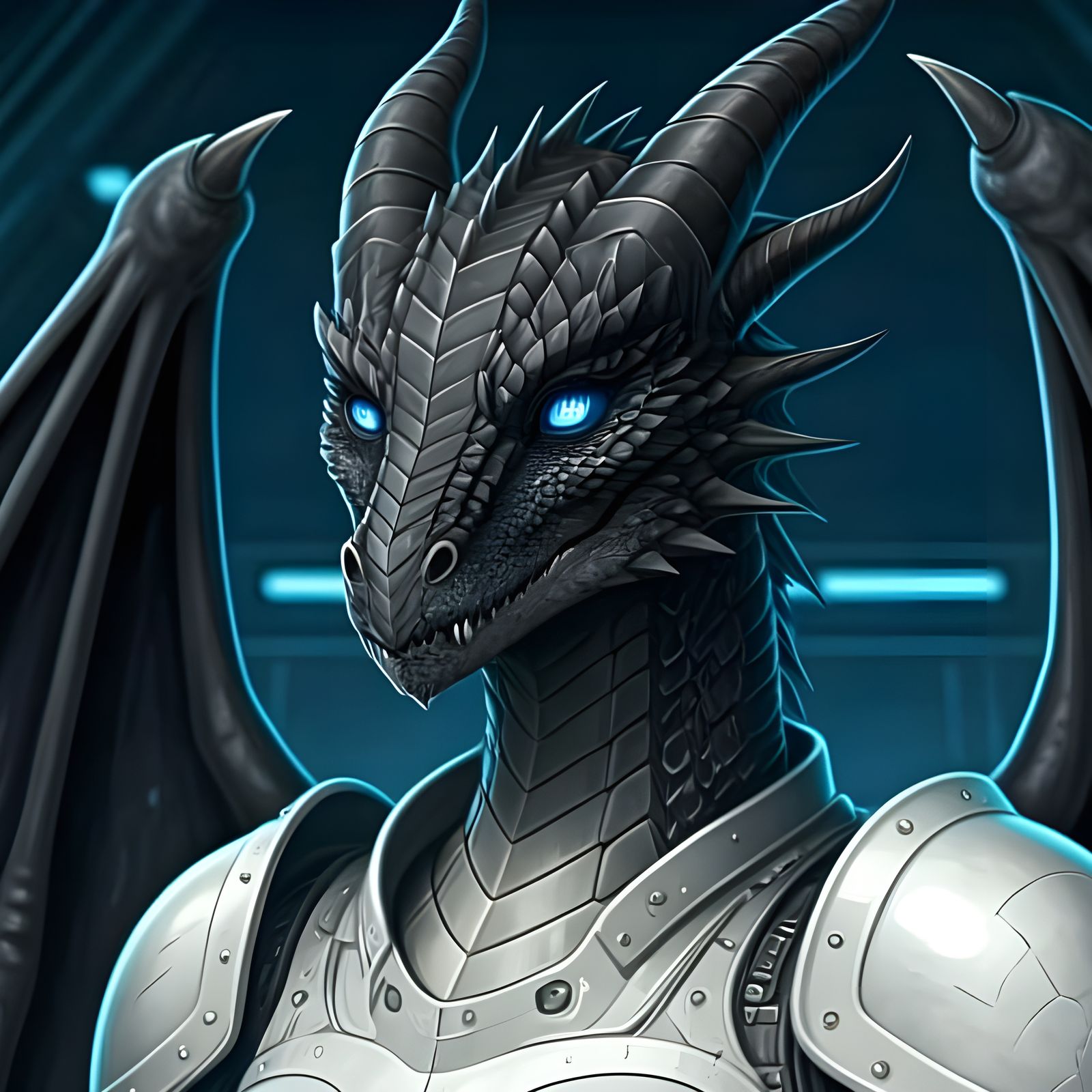 Dragonkin in Power Armor on Spaceship Bridge