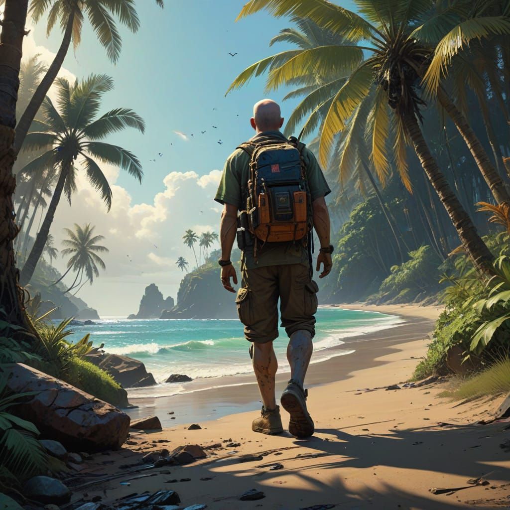 Hyperrealistic Beach Scene in Tropical Paradise