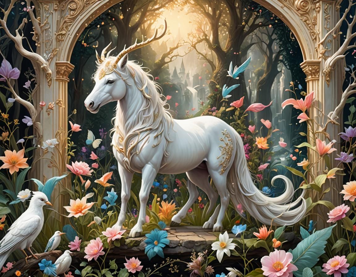 Ethereal Fantasy Creature in Fairytale Illustration
