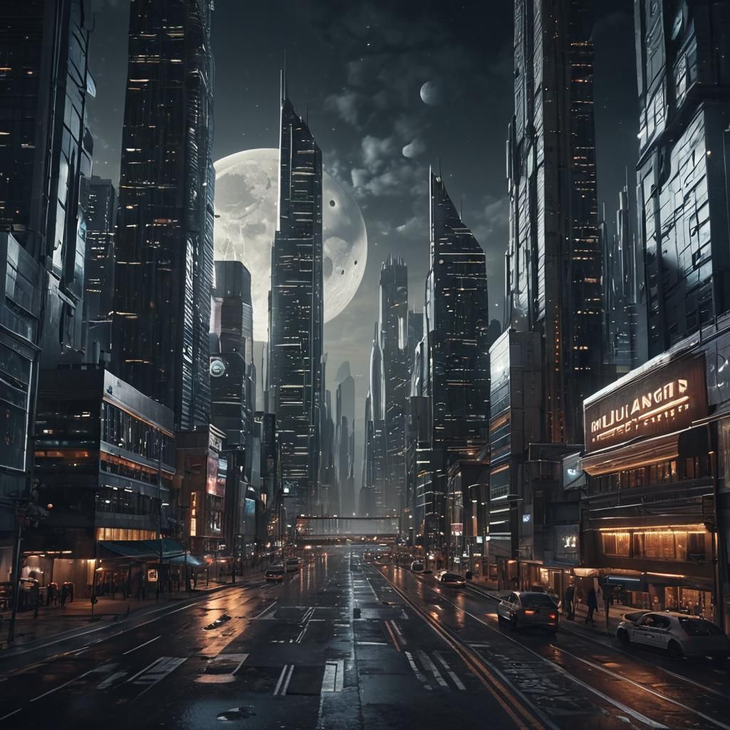 Futuristic Lunar Cityscape in Photorealistic Style