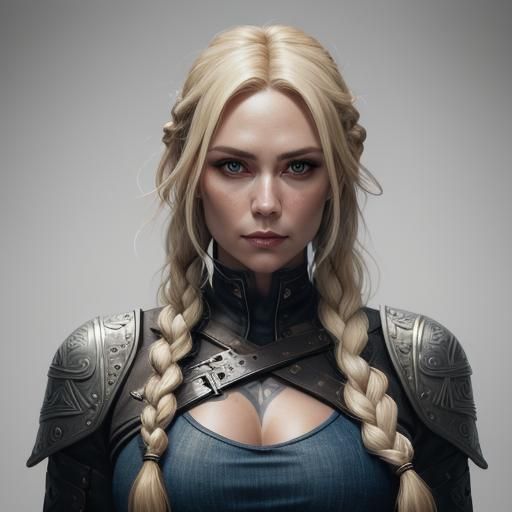 Viking Cop Woman Portrait in Hyperdetailed Style