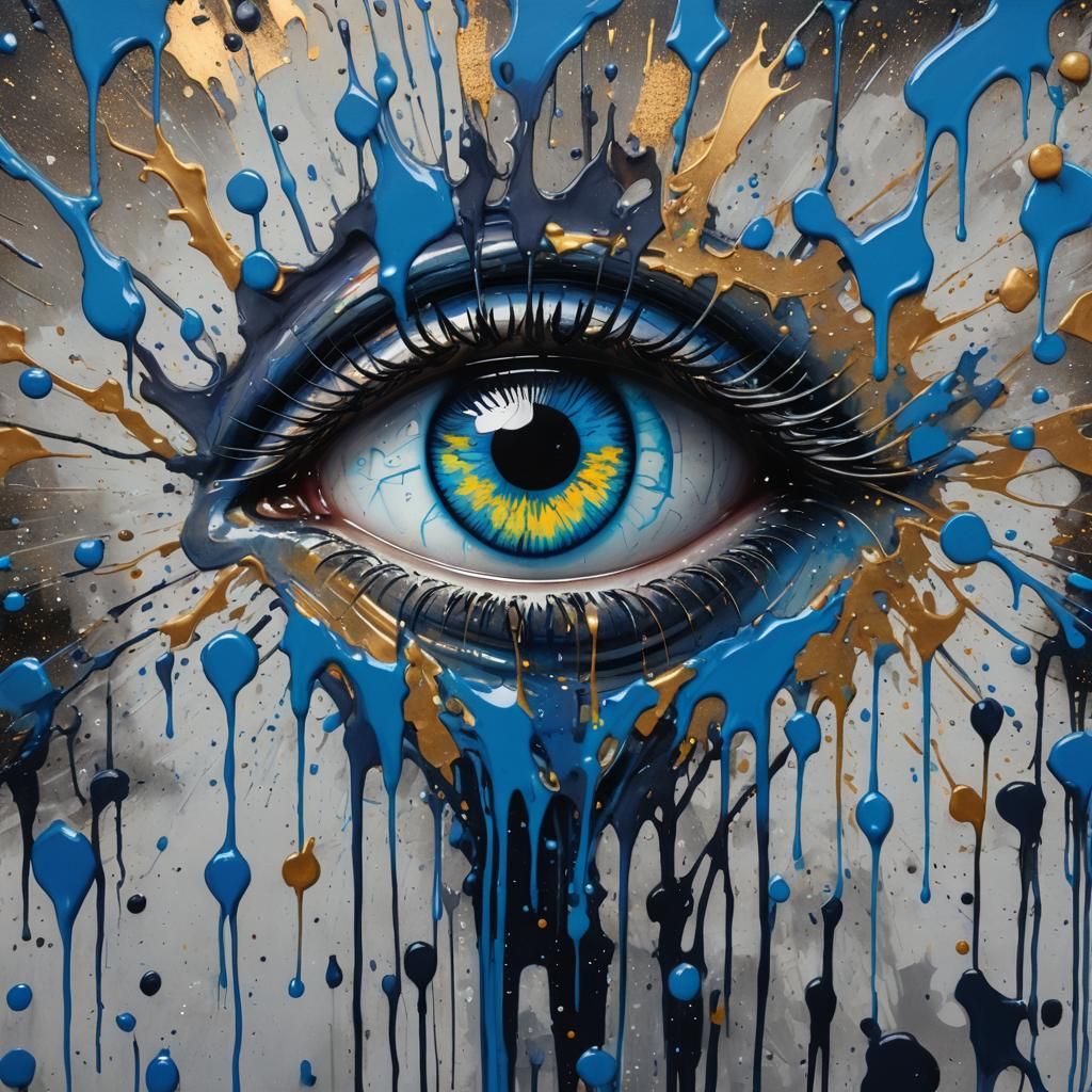 Surprised Eyes in Graffiti Splash Art Style