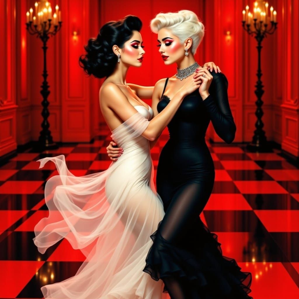 Vintage-Inspired Ballroom Dance of Opposites in Love