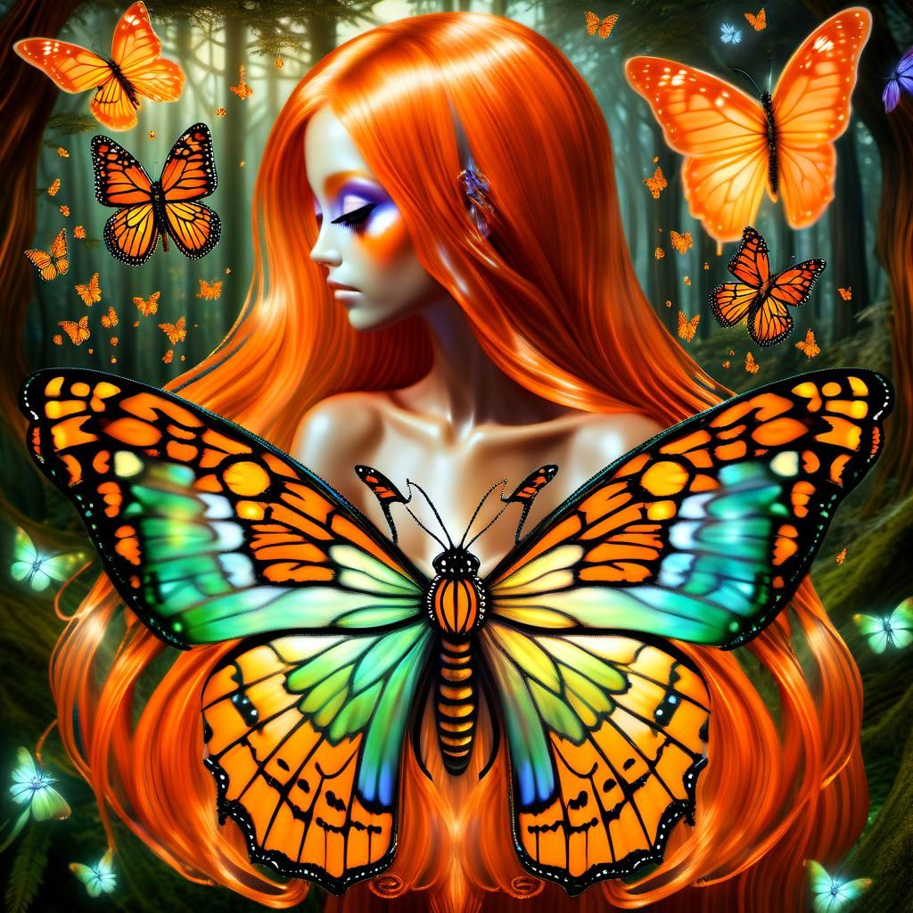 Monarch Butterfly Fairy in Enchanting Forest