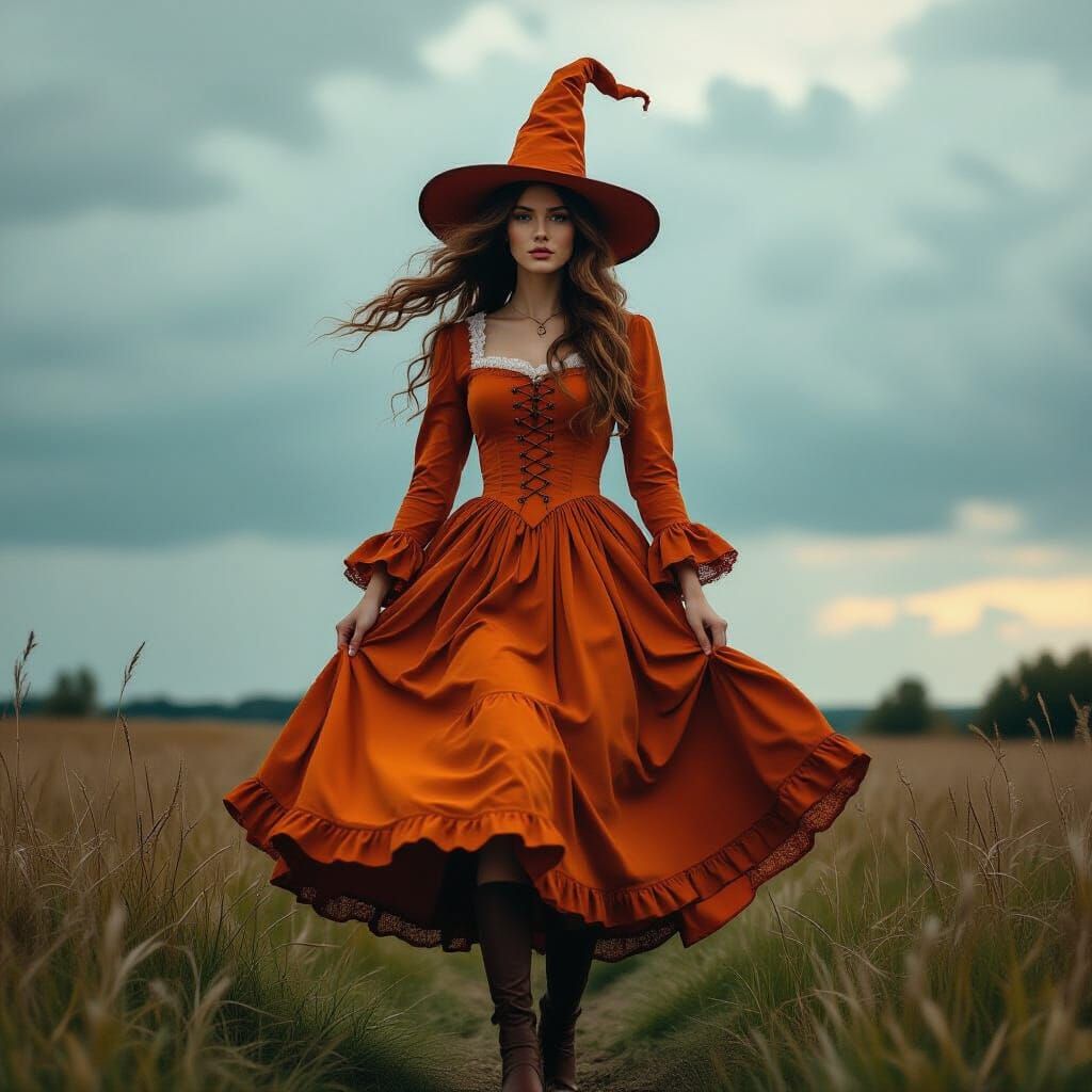 Witch in Flight: Infrared Photorealistic Image