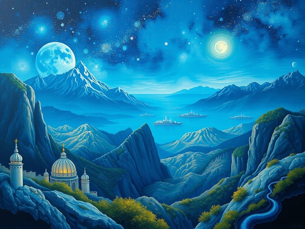 Italy in a Cosmic Ultramarine Haze