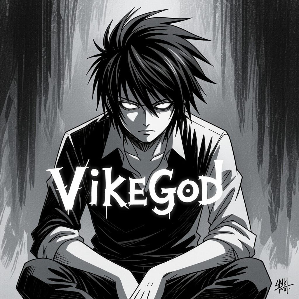 L from Death Note in Dark Anime Style