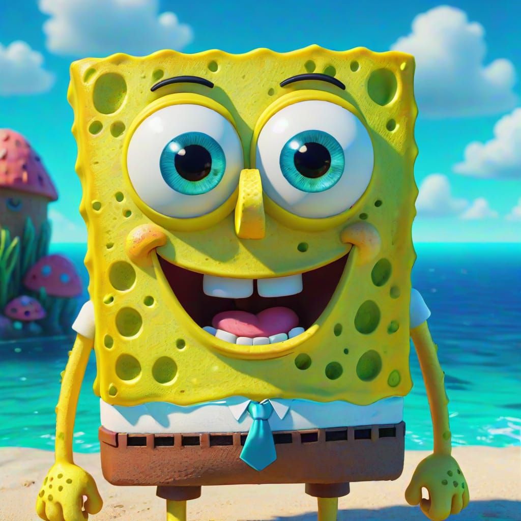 SpongeBob in Bikini Bottom: A Pixar-Style 3D Animation