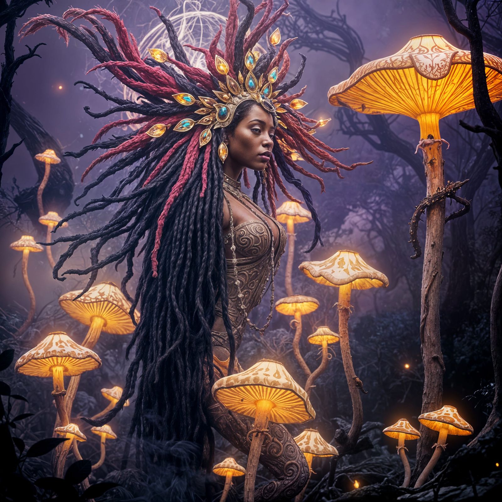 Goddess of Smoke in Psychedelic Forest