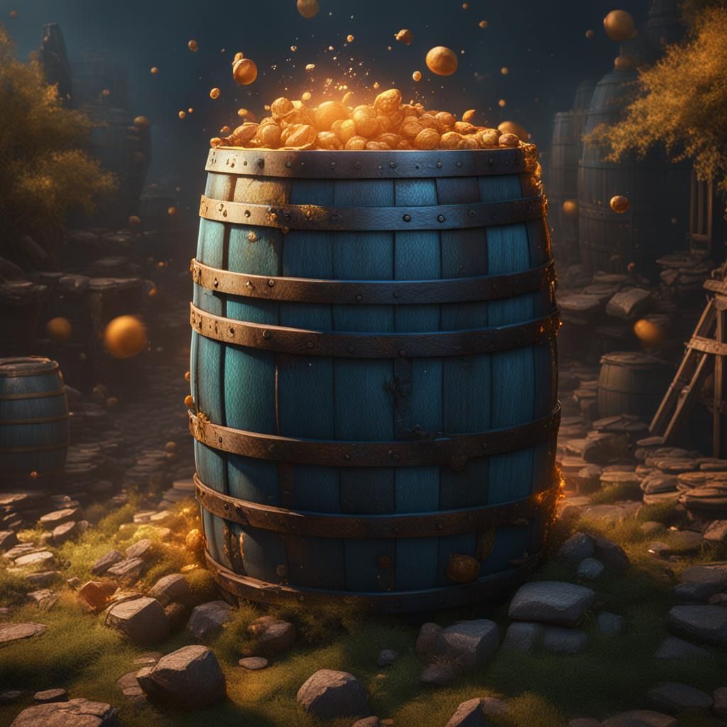 Detailed Barrel Matte Painting in Deep Color