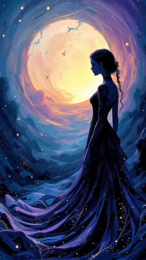 Ethereal Woman in Sunset Glow