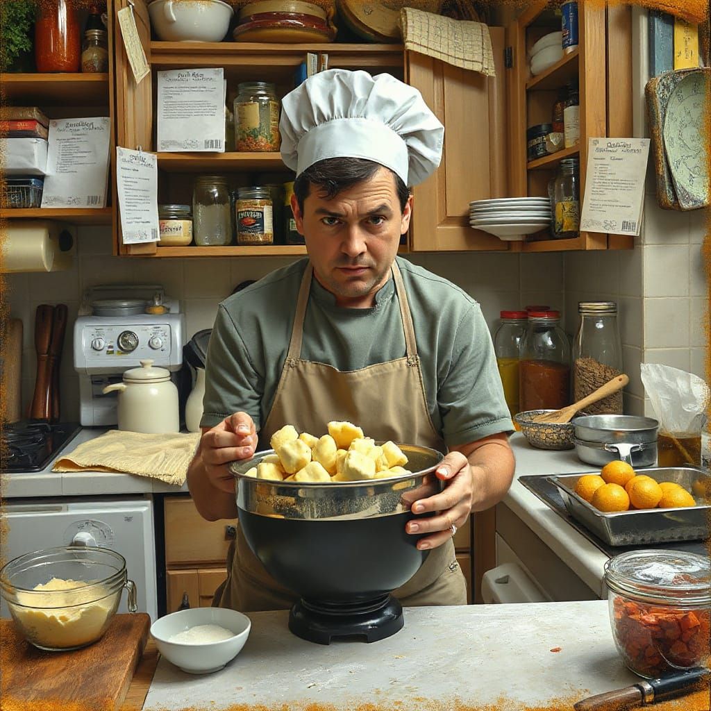 Frustrated Cook Makes Gnocchi, Impressionist Style