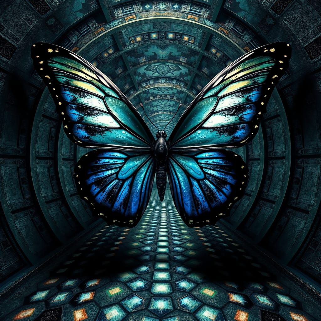 Butterfly Emerges from Escher-esque Vortex
