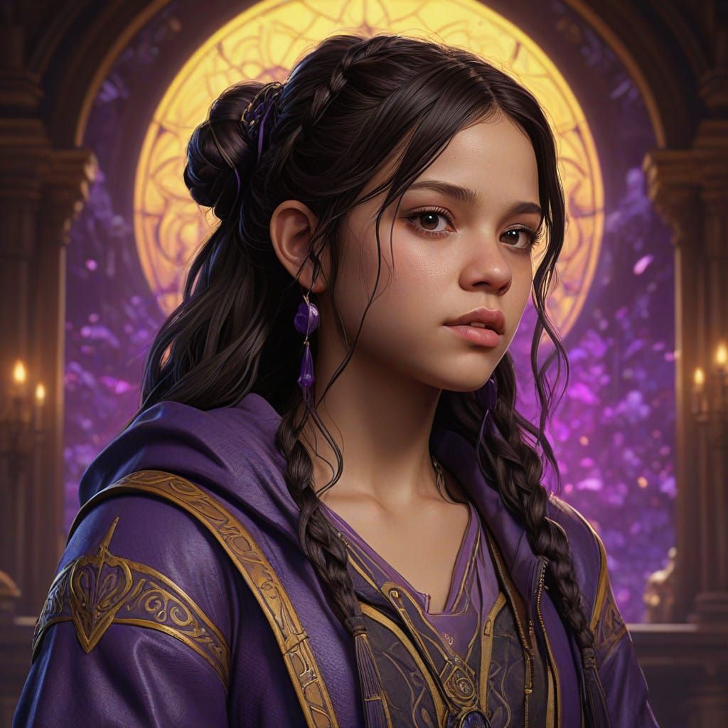 Jenna Ortega as Dark Fantasy Art Masterpiece in Hyperdetaile...