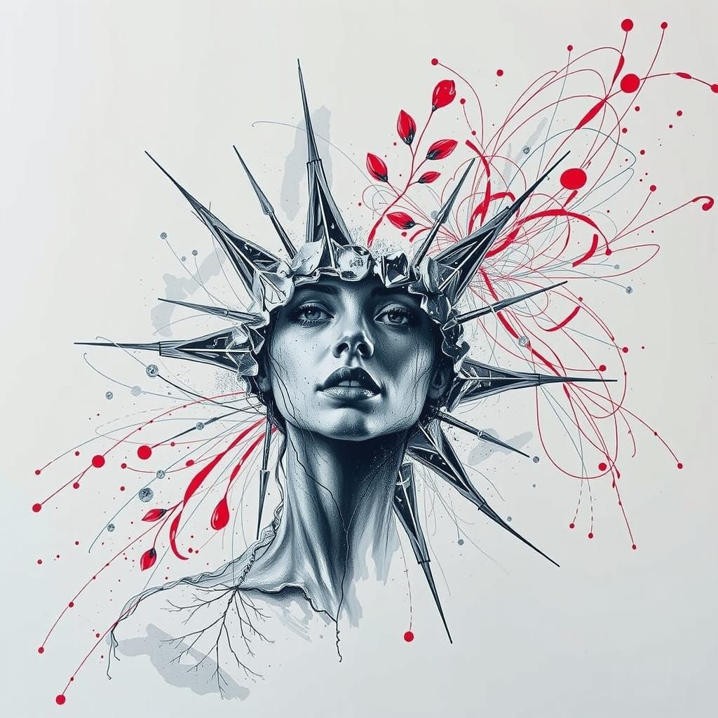 Striking Black and White Portrait of Woman in Artistic Hat